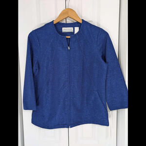 Alfred Dunner NWT Women's Size 6P Petite Blue Jacket Blazer 3/4 Sleeve